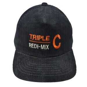 Triple C Redi-Mix Snapback 5 Panel Cap Black OS Adjustable Corduroy Young An